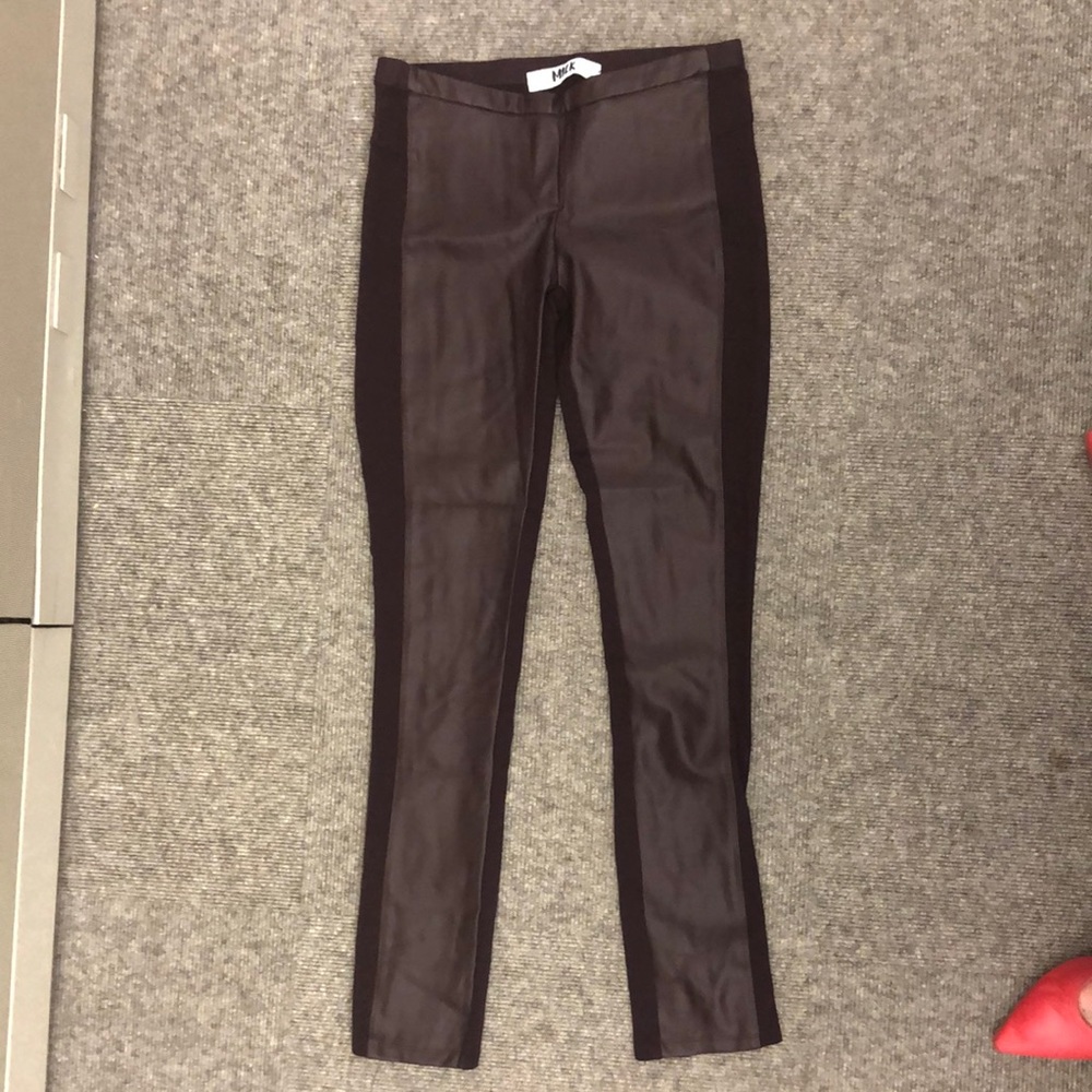 NEW MILK BURGUNDY LEGGINGS WITH FAUX LEATHER DETAIL